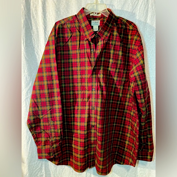 LL Bean Mens 100% cotton plaid shirt size XXL - Picture 1 of 3